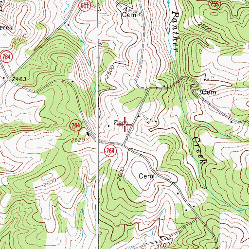 Topographic Map of Polly Ann Marshall Cemetery, VA