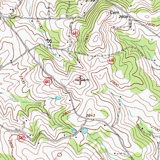 Topographic Map of Puckett Cemetery, VA