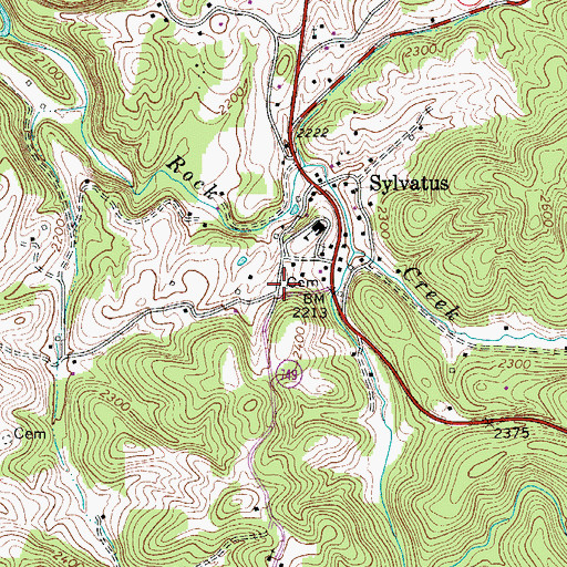 Topographic Map of Quesenberry-Dalton Cemetery, VA