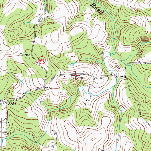 Topographic Map of Quesinberry Cemetery, VA