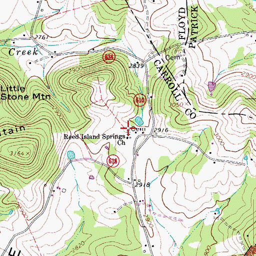 Topographic Map of Reed Island Springs Cemetery, VA