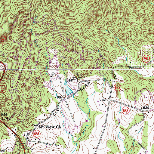 Topographic Map of Rigney Cemetery, VA