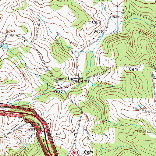 Topographic Map of Rome Cemetery, VA