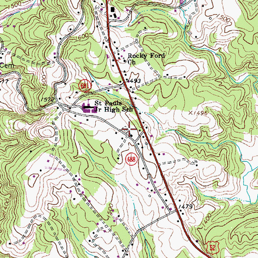 Topographic Map of Saint Paul Cemetery, VA