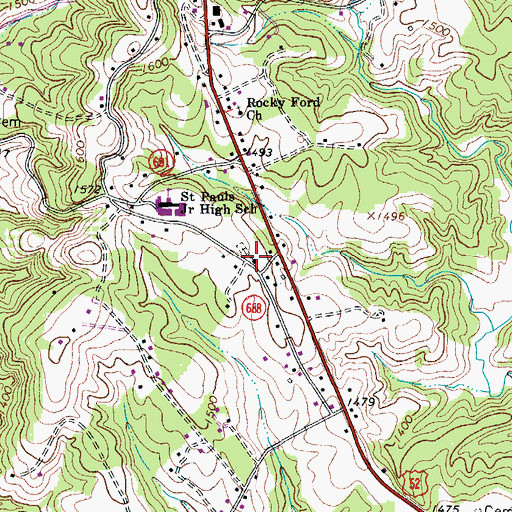 Topographic Map of Saint Paul Church of the Brethren, VA