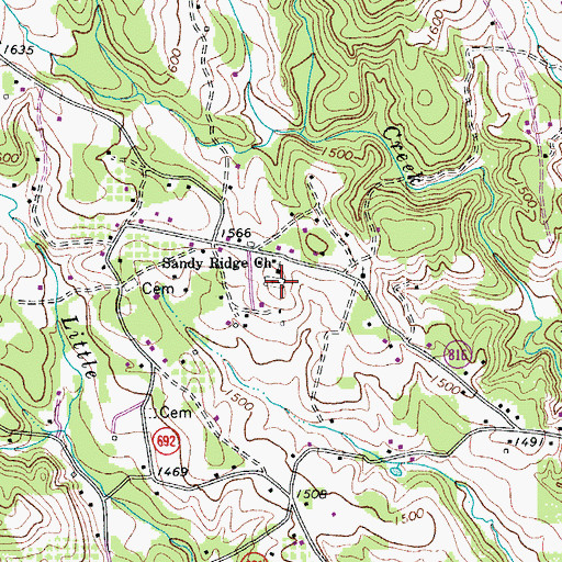 Topographic Map of Sandy Ridge Cemetery, VA