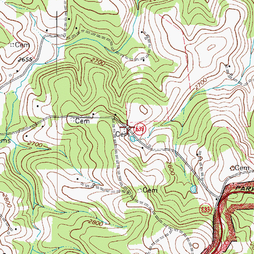 Topographic Map of Semones Cemetery, VA