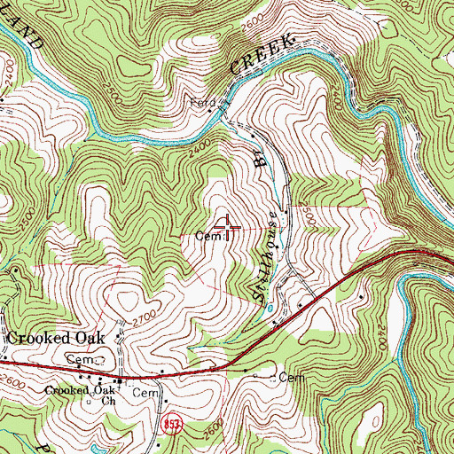 Topographic Map of Shadrick Worrell Cemetery, VA