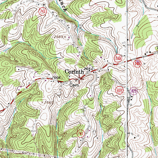 Topographic Map of Sharp Cemetery, VA