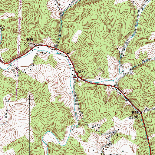 Topographic Map of Shorts Creek-Frazier Cemetery, VA