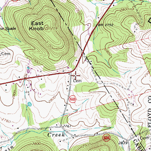 Topographic Map of Sollie Alderman Cemetery, VA