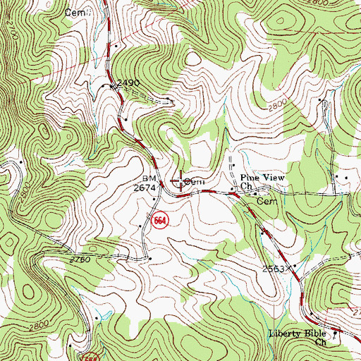 Topographic Map of Spence Cemetery, VA