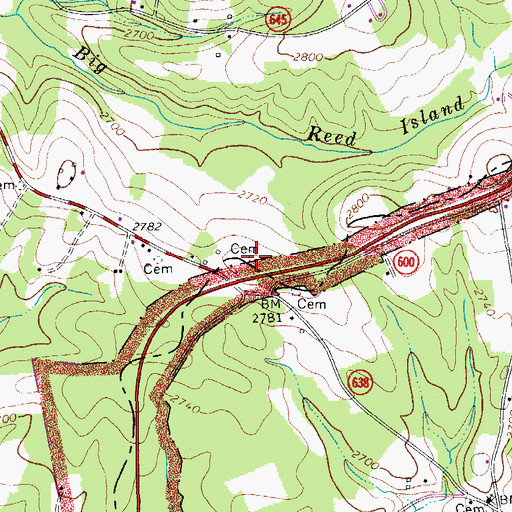 Topographic Map of Stanley Cemetery, VA