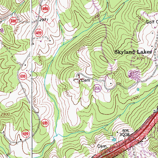 Topographic Map of Stockner Cemetery, VA