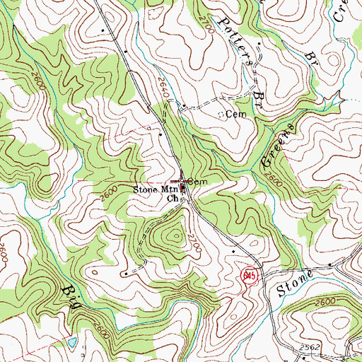 Topographic Map of Stone Mountain Cemetery, VA