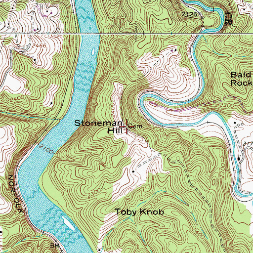 Topographic Map of Stoneman Hill Cemetery, VA