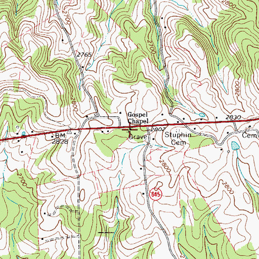 Topographic Map of Strock Chapel Cemetery, VA