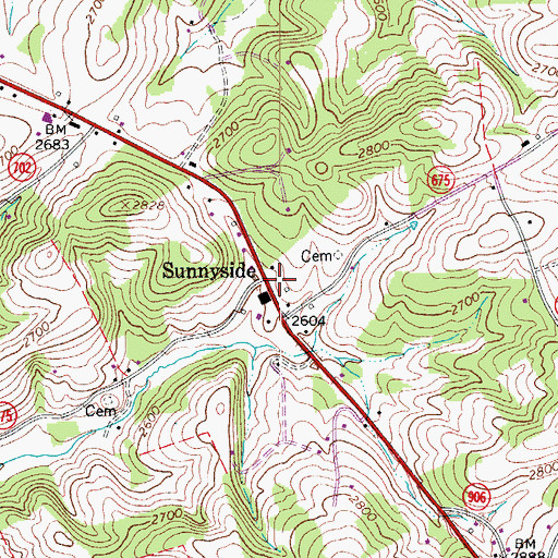 Topographic Map of Sunnyside School (historical), VA