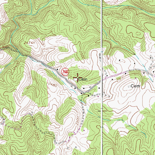 Topographic Map of Surratt Cemetery, VA
