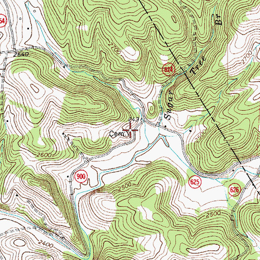 Topographic Map of Thompson-Bolt Cemetery, VA