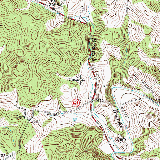 Topographic Map of Turman Cemetery, VA