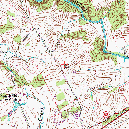 Topographic Map of Walker Cemetery, VA