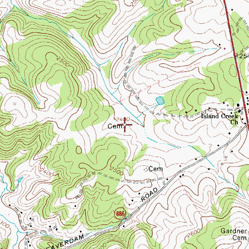 Topographic Map of Watson Cemetery, VA