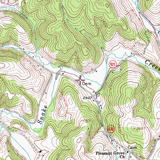 Topographic Map of Webb Cemetery, VA