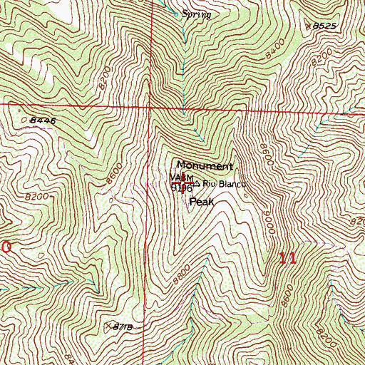 Topographic Map of Monument Peak, CO