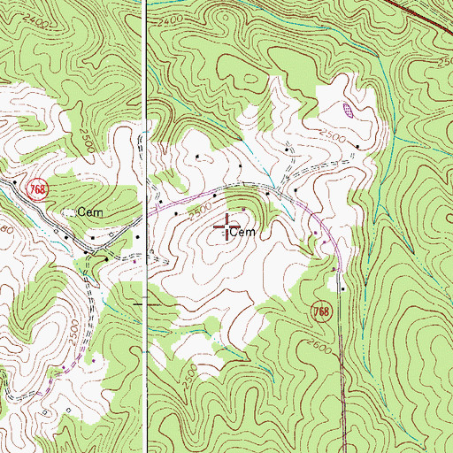 Topographic Map of White Cemetery, VA