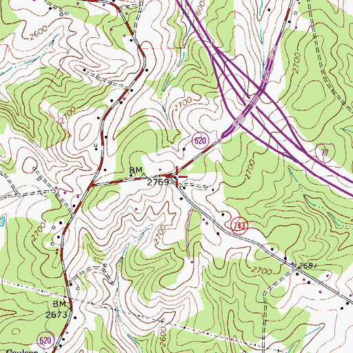 Topographic Map of Wildwood School (historical), VA