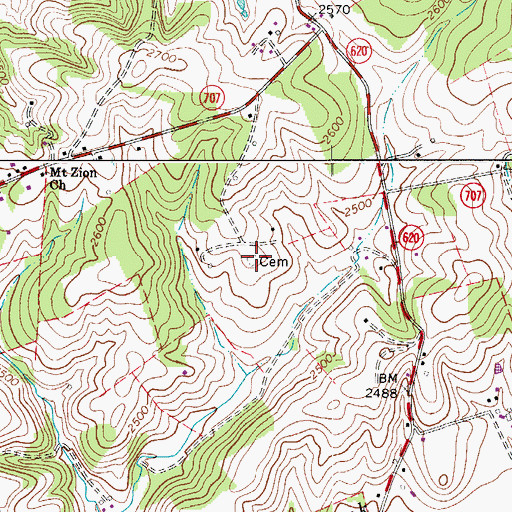 Topographic Map of Williams Cemetery, VA