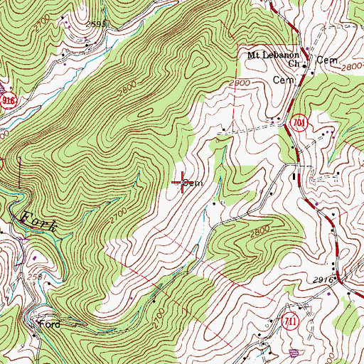 Topographic Map of Williams-Jenkins Cemetery, VA