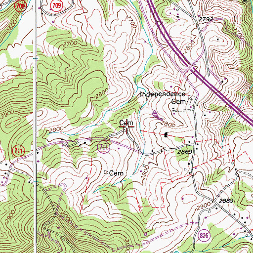 Topographic Map of Wilson Cemetery, VA