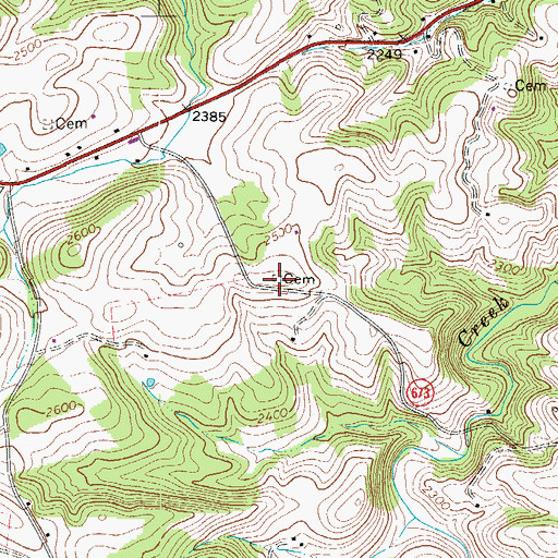 Topographic Map of Worrell Cemetery, VA
