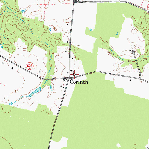 Topographic Map of Corinth Friends Church, VA