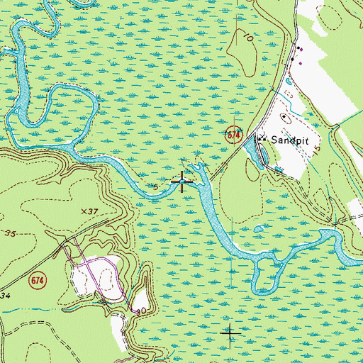 Topographic Map of Cypress Bridge (historical), VA