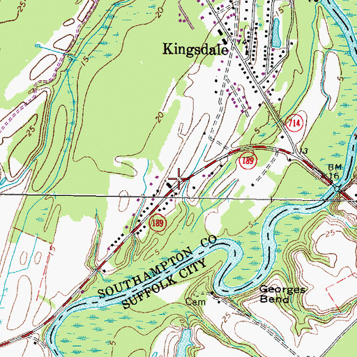 Topographic Map of Oak Grove School (historical), VA