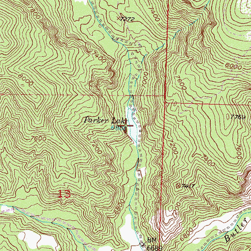 Topographic Map of Parker Lake, CO