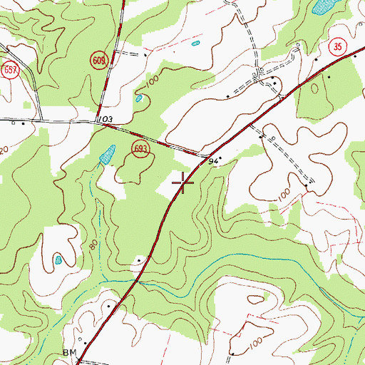 Topographic Map of Whitehead Church (historical), VA