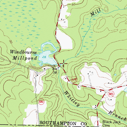 Topographic Map of Windmans Mill (historical), VA