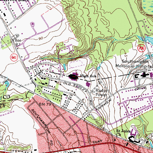 Topographic Map of Franklin High School, VA