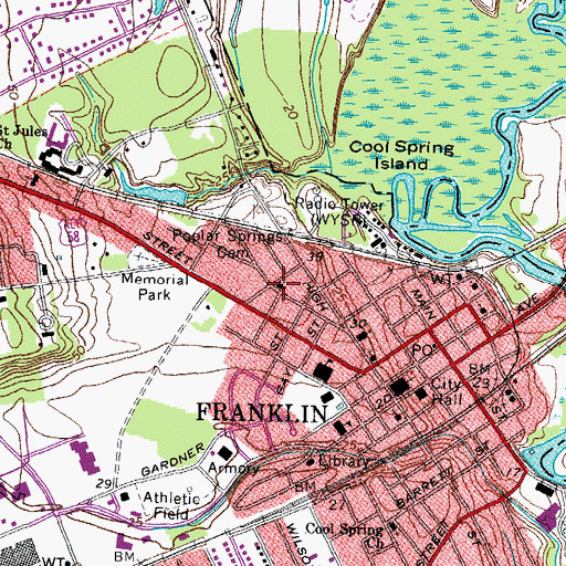 Topographic Map of Franklin Presbyterian Church, VA