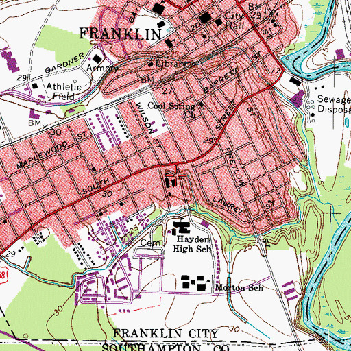Topographic Map of Hayden Grammar School (historical), VA