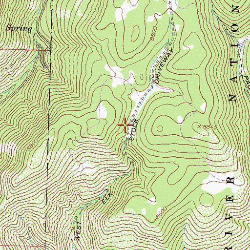 Topographic Map of West Elk Stock Driveway, CO