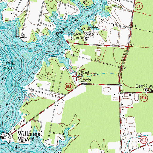 Topographic Map of Christ Church Cemetery, VA
