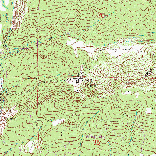 Topographic Map of Rifle Mine, CO