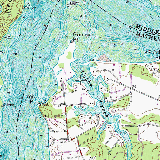 Topographic Map of Ginney Point Marina, VA