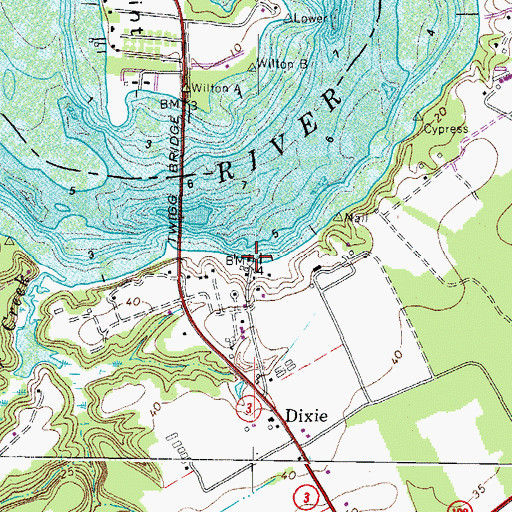 Topographic Map of Great Point Wharf, VA