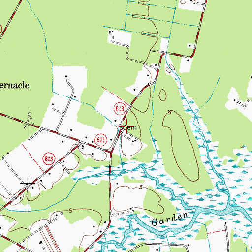Topographic Map of Hudgins Cemetery, VA